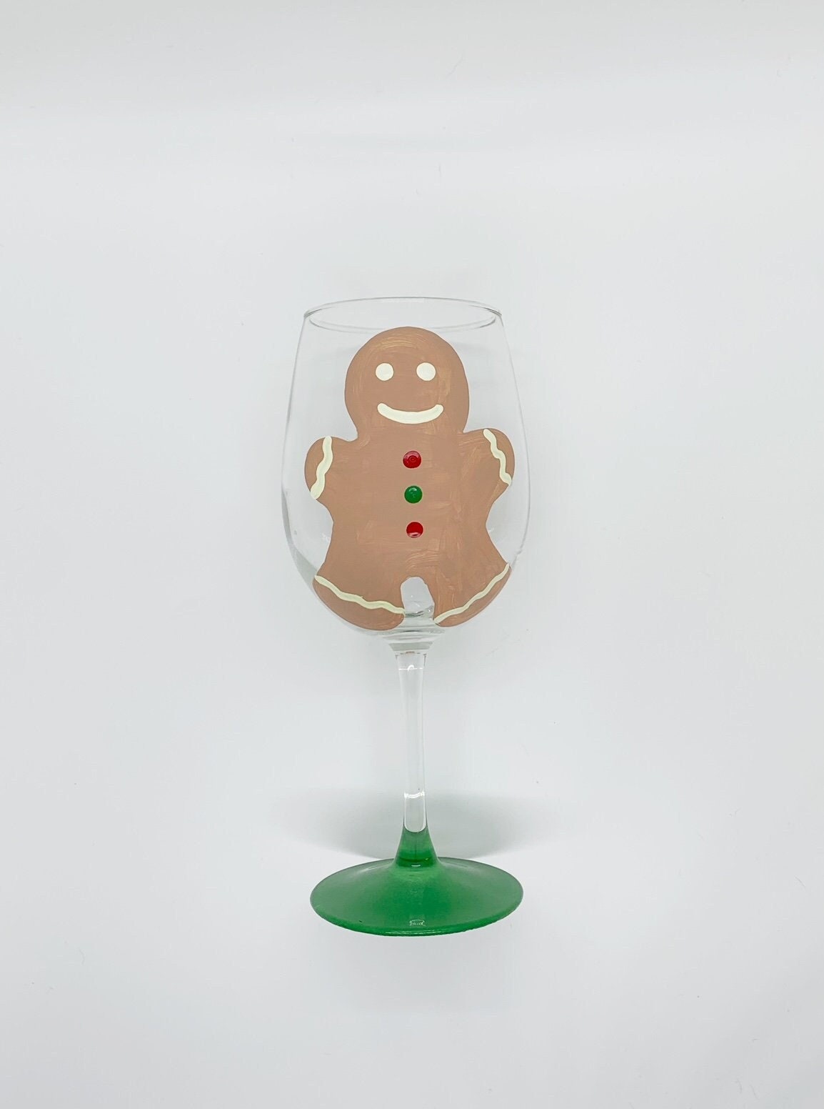 Hand Painted Gingerbread Wine Glass// Christmas Wine Glass - Etsy UK