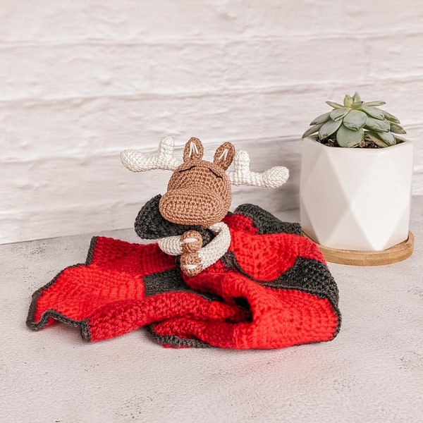 Moose Crochet Lovey | Moose Amigurumi Security Blanket | Amigurumi Crochet Pattern PDF | Comforter Blanket | Amigurumi Lovey | PATTERN ONLY