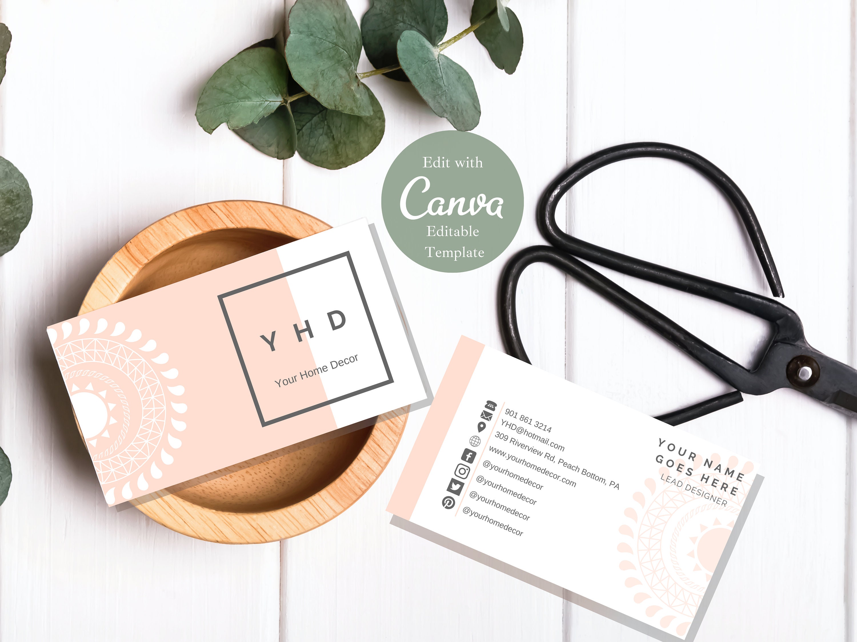 Home Decor Business Card Template Home Decor Canva - Etsy España