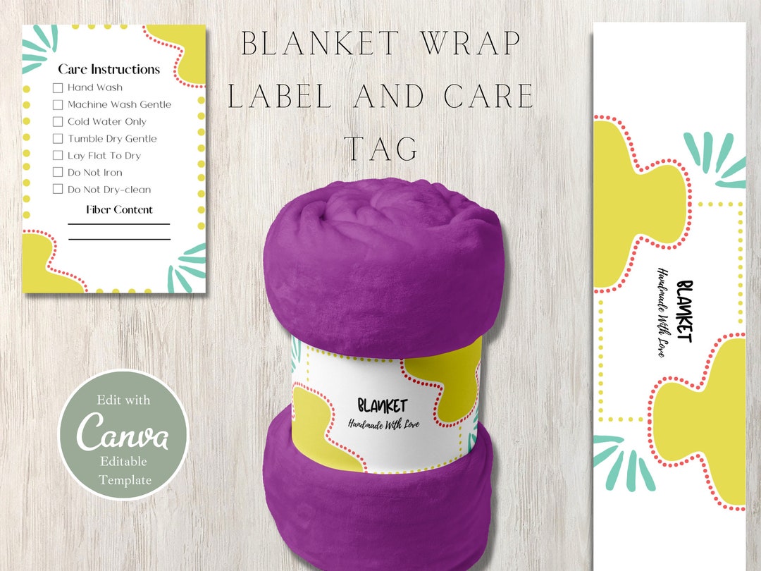 Editable Abstract Shape Blanket Wrap Label Template (Download Now) Etsy