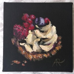 Cupcake Painting Art Food Original Acrylic Painting Still Life Small painting Miniature artwork Kitchen Wall Made To Order