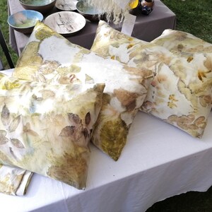 Plant Dyed Silk Pillowcase Eco printed Silk Charmeuse pillowcase Botanical Acacia Rose Chestnut Birch Organic Hypoallergenic Hair SPA