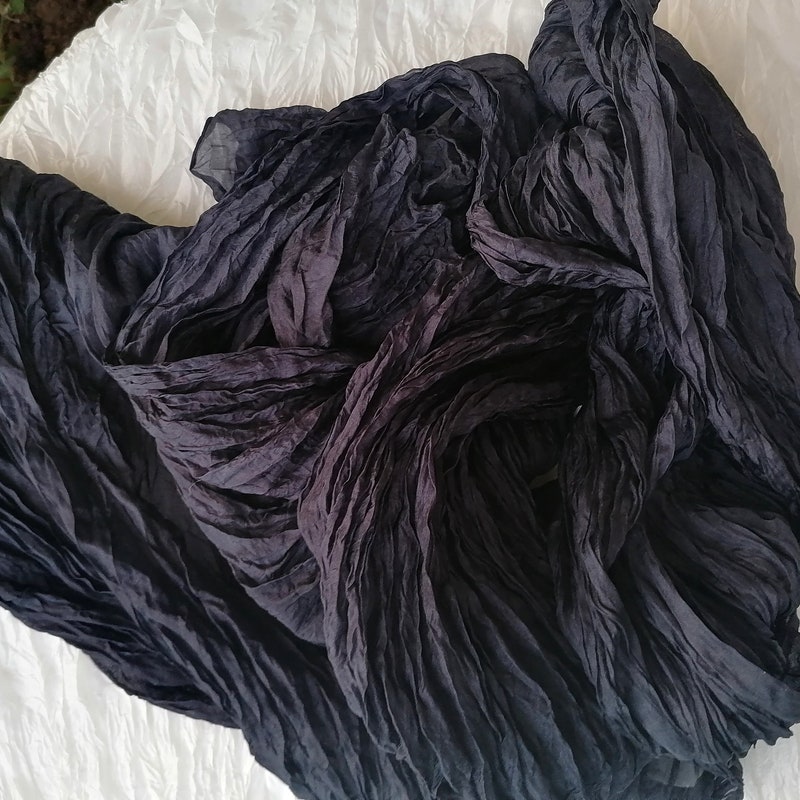 Silk Scarf With Fringe in Black