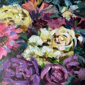 Flowers painting Original acrylic painting on Canvas Small painting Miniature artwork Kitchen Wall Gift for her Gift ideas Art