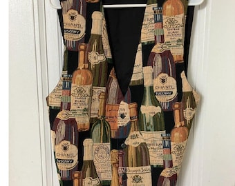 Vintage wine bottle tapestry vest