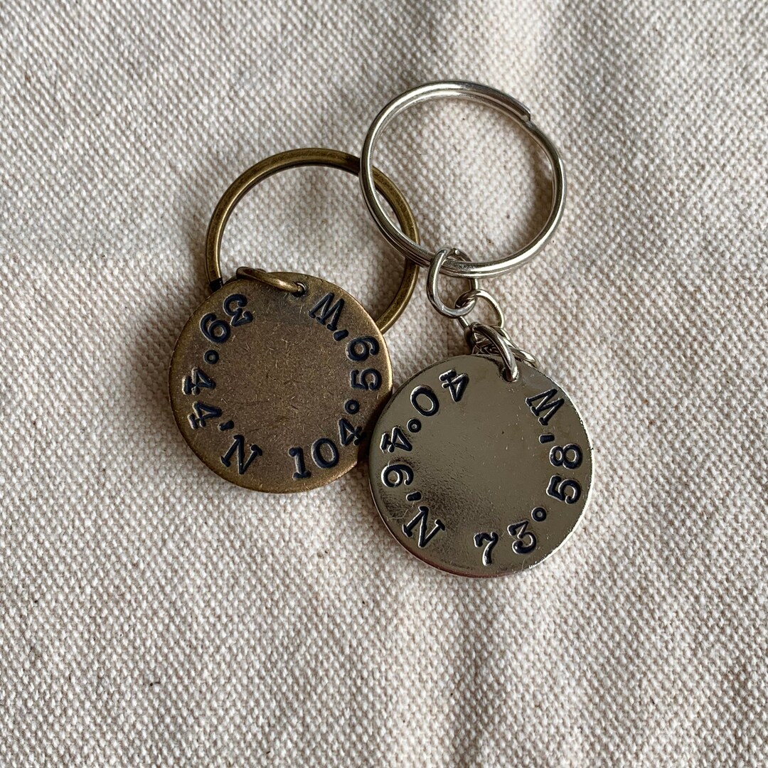 Coordinates Keychain Custom Coordinate Location Keychain Sentimental