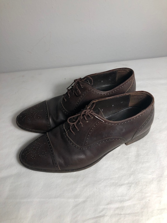 Men Size 8 Vintage "Christian Dior" Italian Brown… - image 1