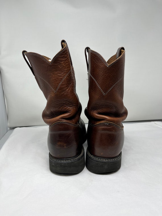 Men Size 11 Vintage Justin Cowboy Brown Work Boot… - image 4
