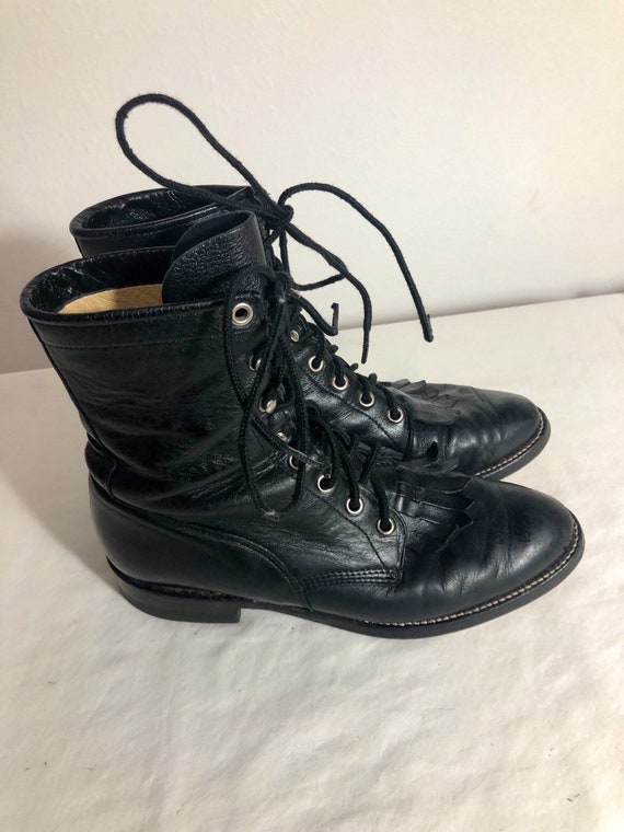 justin black lace up boots