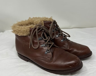 Women Size 6 Vintage Airbonne Brown Leather Ski Ankle Booties