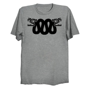 Aztec Double Serpent t-shirt, feathered serpent, Quetzalcoatl, bold