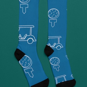 Whimsical Sublimation Socks, Fun Patterned Socks, Gift for Sock Lovers, Unique Casual Wear, Unique Gifts for Dad, Golf Socks for Dad