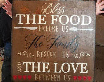 Family blessings square wooden sign