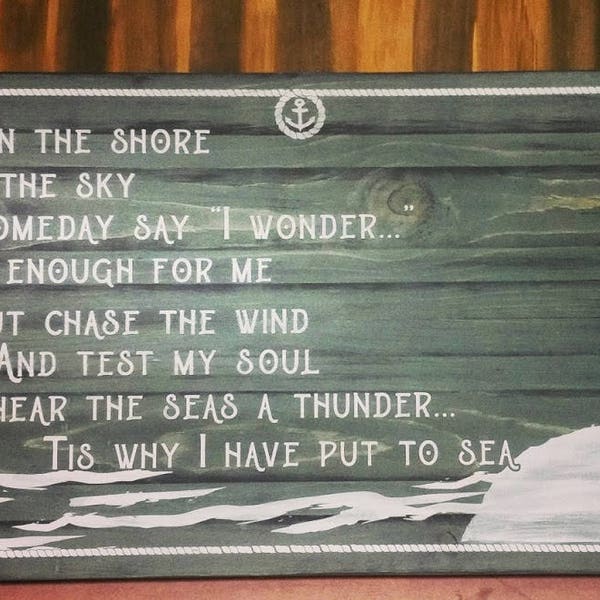 The Sea quotation Rustic wooden faux plank sign