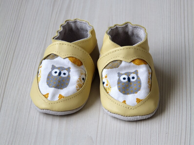 Handmade soft leather baby slippers in France and cool pattern Handmade soft leather baby slippers in France and cool pattern