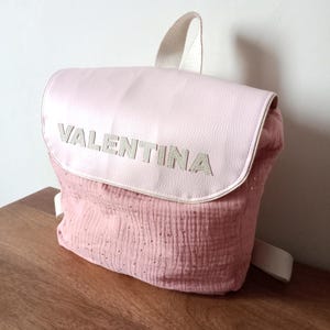 Sac à dos personnalisé pour enfant ou cartable maternelle pour fille, en double gaze de coton, fabriqué en France