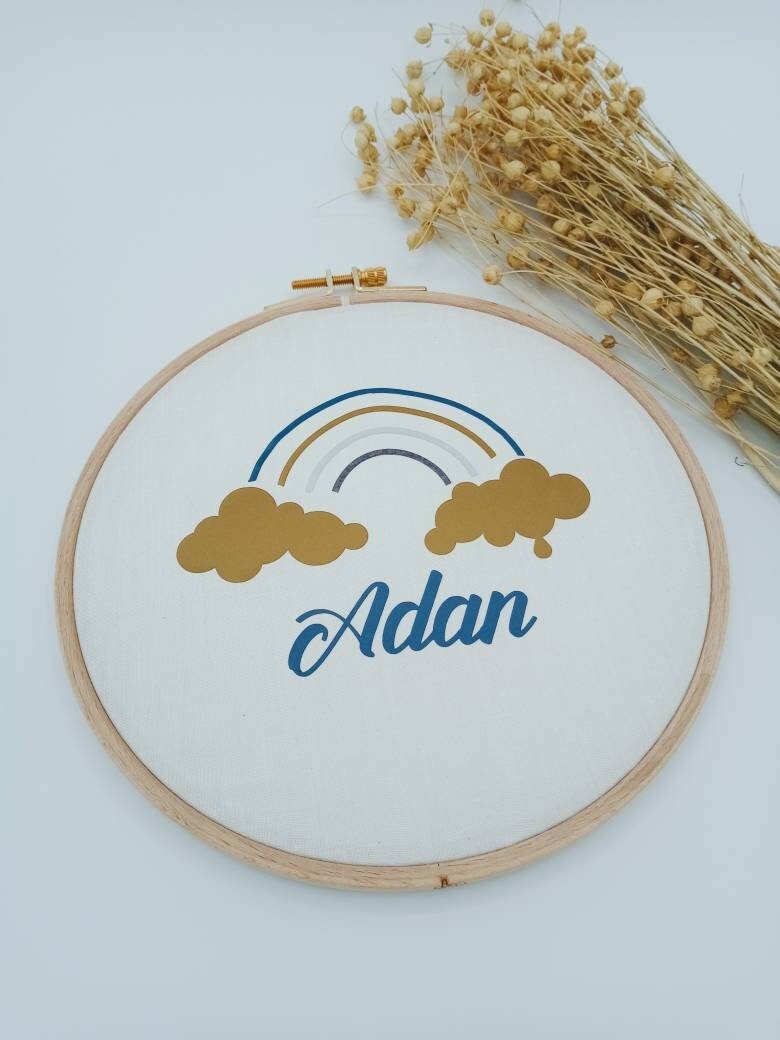 Tambour ou Cercle Prénom à Personnaliser, Arc en Ciel