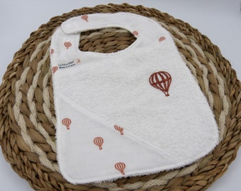 Bavoir éponge et tissu pour bébé, cadeau naissance, accessoire bébé, mixte, montgolfière