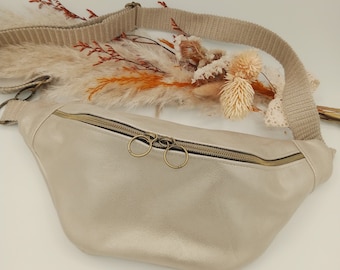 Sac banane en cuir, fait main, pour droitier ou gaucher, argent, brillant