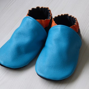 All leather slippers/size 18 to 45/adult/child/baby/cowhide leather/soft/shoes/slippers/plain/made in France/hand made