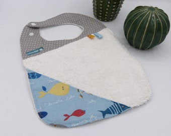 Sponge bib and baby fabric, birth gift, baby accessory, mixed, blue fish