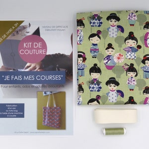 Kit couture, enfant, ado, adulte, diy, débutant, fabrication d'un tote bag, Japonnaise, fil, sangle, explication, tuto image 1