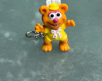 Vintage Keychain Fozzie Bear Muppets Henson Muppet Babies Bag Charm