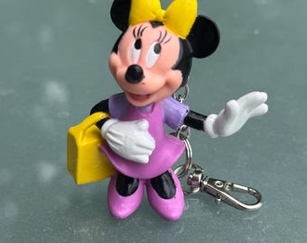 Vintage Minnie Mouse Keychain PVC Upcycle Disney Bag Charm