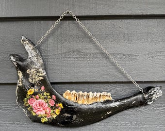 Cow Jaw Painted Wall Hanging Wall Art Gothic Decor Farmhouse
