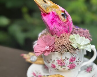 Ente Schablone Teetasse mit Untertasse Mumifizierte Kuriosität Kuriosität