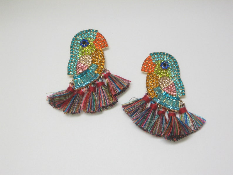 Tropical bird earrings Boho Earrings Beach earrings Statement earrings