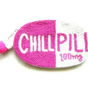 Chill Pill Seed Beaded Coin Purse, Gifts for her, Boho bags, Accessories, Wallets, Pouches