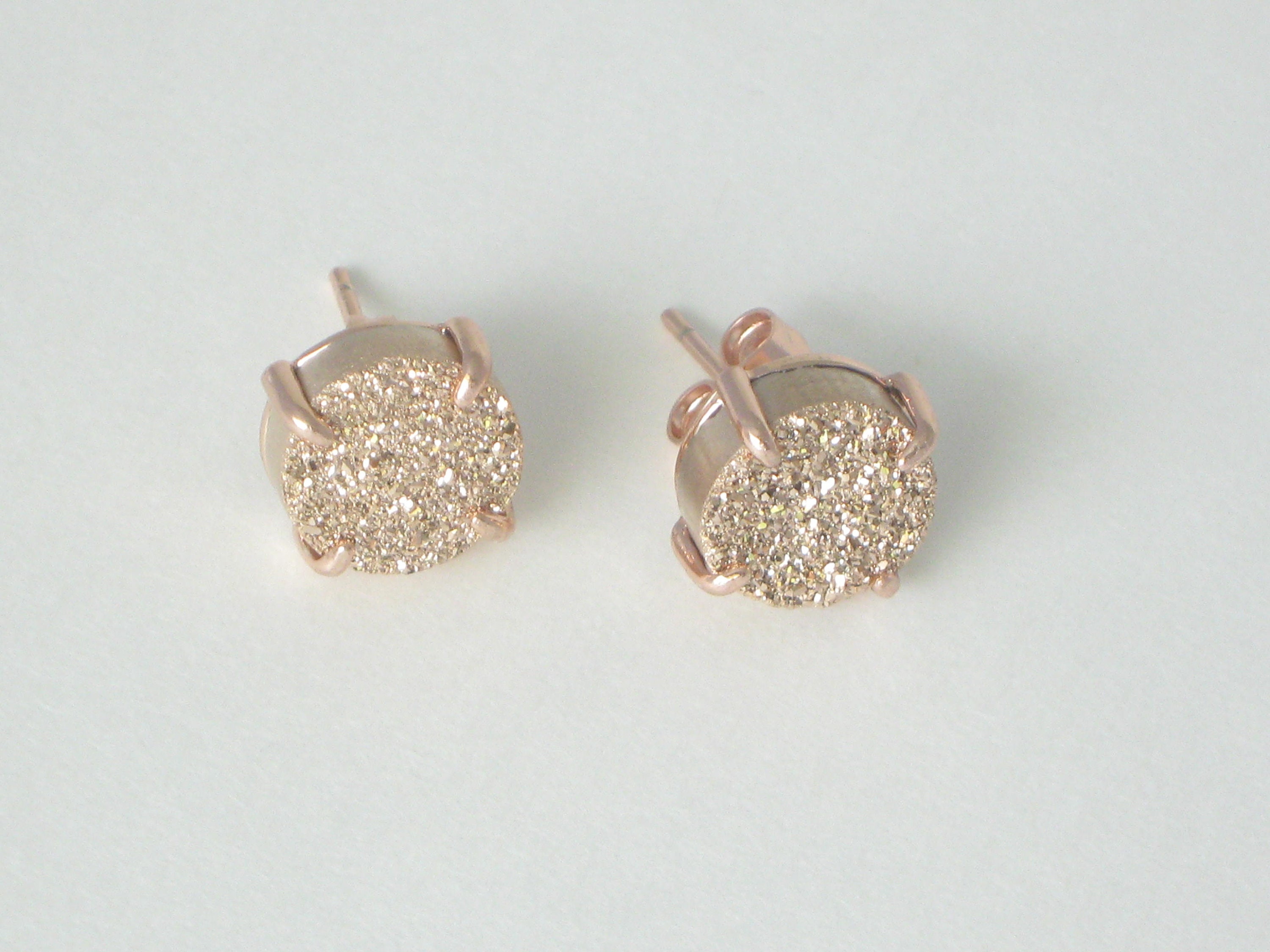 Rose Gold Druzy Studs Stud Earrings Druzy earrings 10 mm | Etsy