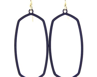 Navy drop earrings - Navy Blue - Statement earrings, Summer earrings, Gameday earrings