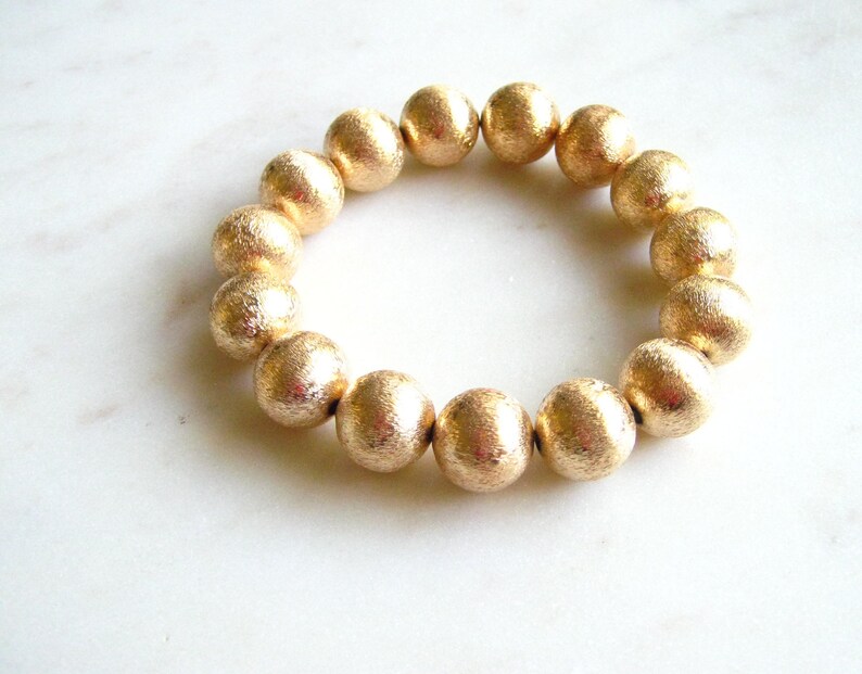 Gold Ball Bead Stretch Bracelet Stacking Bead Bracelet Boho Etsy
