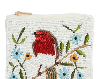 Bird seed bead coin purse, Boho bags, Holiday gifts