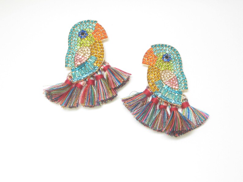 Tropical bird earrings Boho Earrings Beach earrings Statement earrings