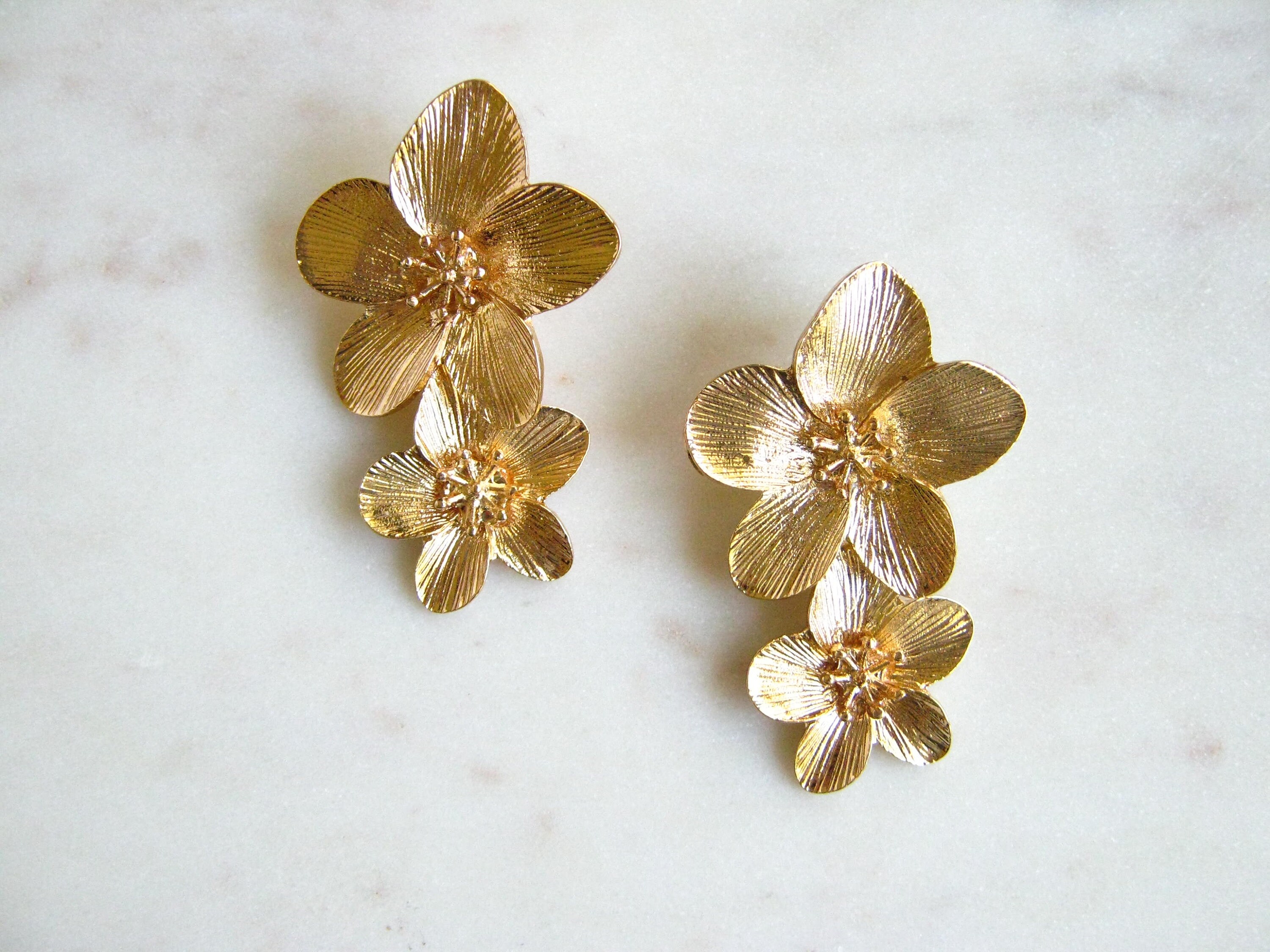 Gold Flower Stud Earrings, 18K Gold Plated Sterling Silver, Statement Stud  Earrings, Large Gold Studs, Floral Design Stud Earrings - Etsy