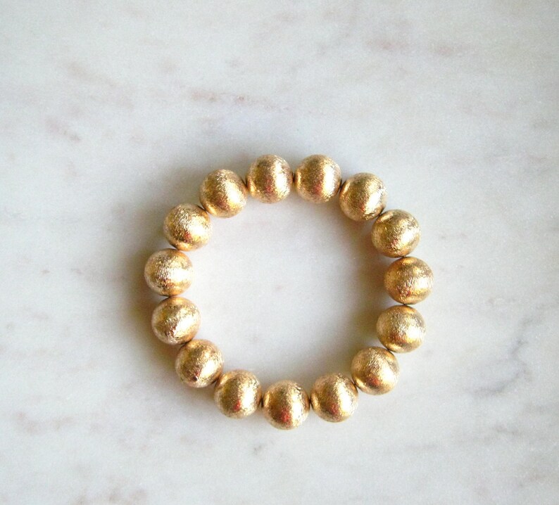 Gold Ball Bead Stretch Bracelet Stacking Bead Bracelet Boho Etsy