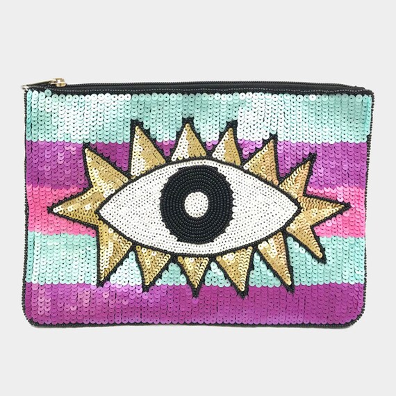 Evil Eye Sequin Clutch Bag Gift for Her Boho Bag Beaded | Etsy