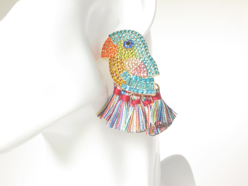 Tropical bird earrings Boho Earrings Beach earrings Statement earrings