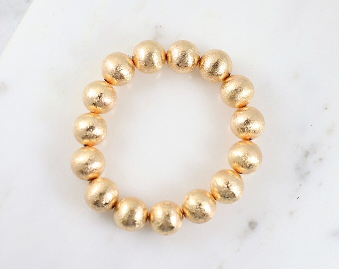 Gold Ball Bead Stretch Bracelet Stacking Bead Bracelet, Boho Bracelet