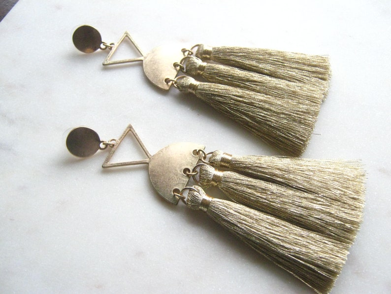 Geometric Tassel Earrings Boho Earrings Large Statement Earrings Statement earrings