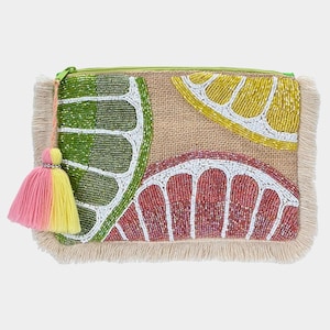 Bolso de mano con borlas y cuentas de cítricos, bolso de mano, bolso de novia, bolsos para las fiestas, bolsos para las vacaciones