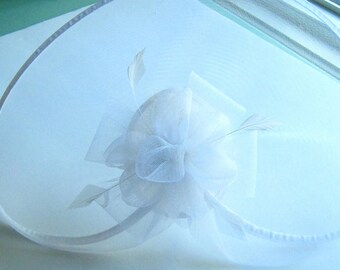 Off White Bow Pillbox Fascinator With Veil, White Kentucky  display picture 2