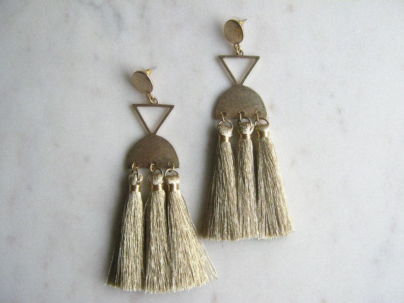 Geometric Tassel Earrings Boho Earrings Large Statement Earrings Statement earrings