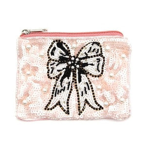 Bow seed bead coin purse, Boho bags