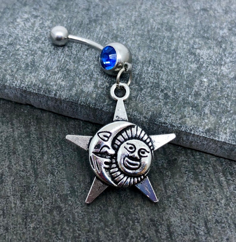 Moon /& Sun 14 gauge stainless steel belly button navel rings body jewelry 14g