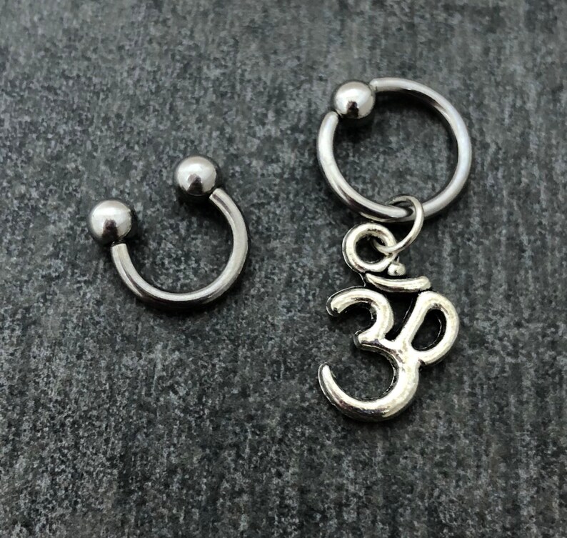 Om captive ring 18g BCR orbital 20g 316L Surgical stainless steel Ohm cartilage 16g CBR horseshoe Helix tragus 14g