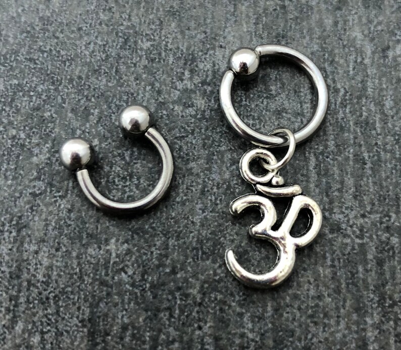 Om captive ring 18g BCR orbital 20g 316L Surgical stainless steel Ohm cartilage 16g CBR horseshoe Helix tragus 14g